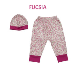 BUZO BEBE + GORRA TALLA 0 FLORES FUCSIA