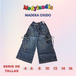 PANT JEANS NIÑA CARGO CORAZON SONRISITAS