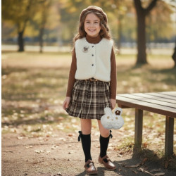 CONJUNTO CHALECO FALDA ESCOCESA RABBIT