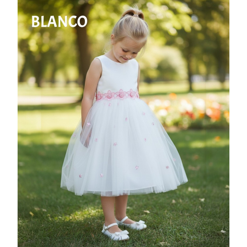 VESTIDO FIESTA ENCAJE ROSA