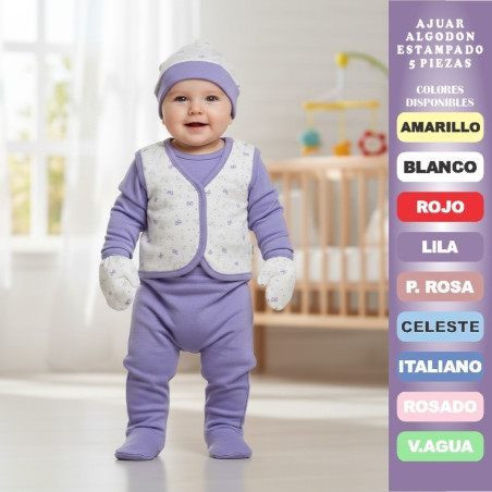 AJUAR ALG ESTAMPADO 5PZ ELEFANTIN