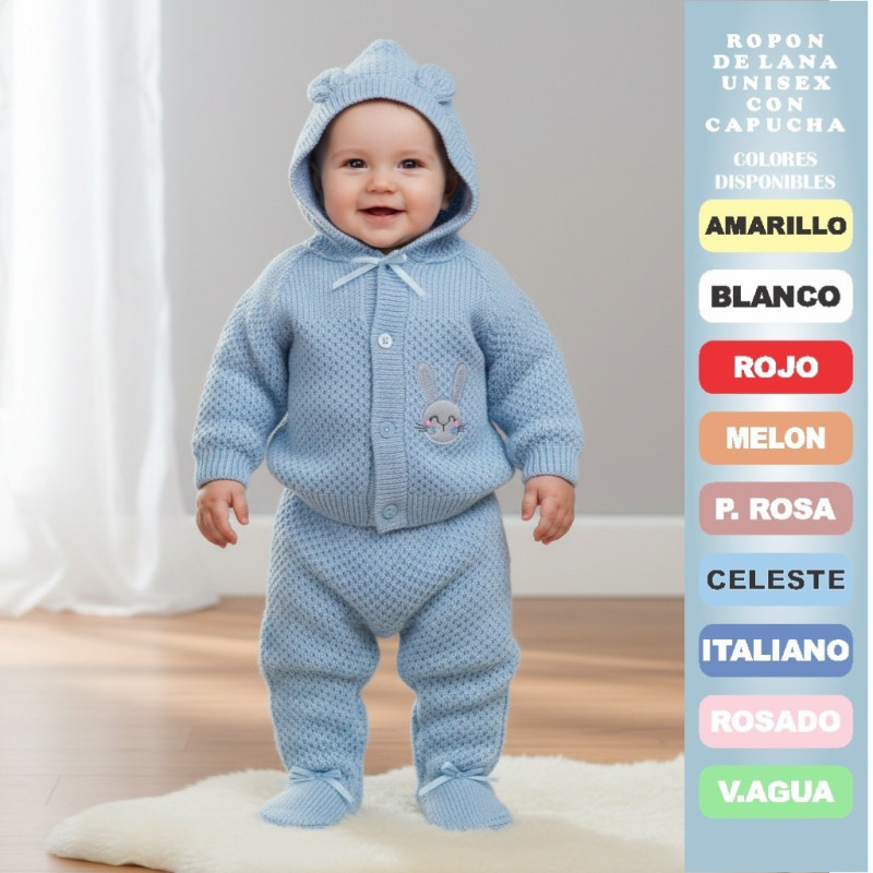 ROPON LANA CAPUCHA CONEJO POLLITOS
