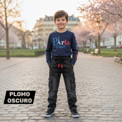 JOGGER JEANS NIÑO CARGO THEOS