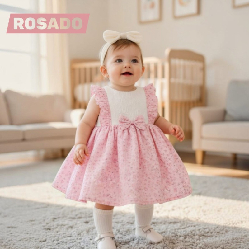 VESTIDO NIÑA GASA FLORES CON CIERRE