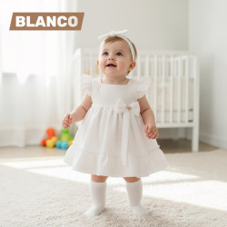 VESTIDO NIÑA GASA LAZO GANCHO