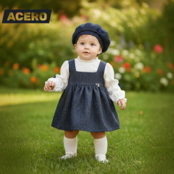 VESTIDO NIÑA GASA ML CON BOINA GANCHO