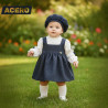 VESTIDO NIÑA GASA ML CON BOINA GANCHO