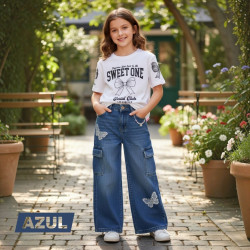 PANT JEANS NIÑA CARGO MARIPOSA JENCER