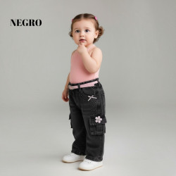 PANT JEANS NIÑA CARGO FLOR BABY PAU