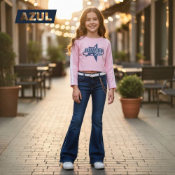 PANT JEANS NIÑA PALAZO PIEDRAS JENCER