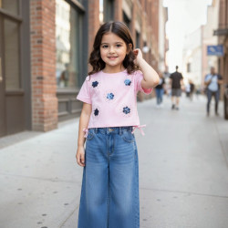 POLO NIÑA MC CR FLOR KAELY GIRLS CHICLE