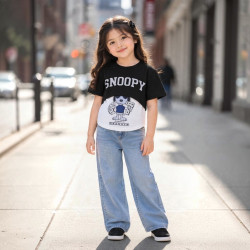 POLO NIÑA CR MC SNOOPY DAMARIS NEGRO