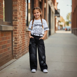 PANTALON JENS NIÑA CARGO HUELLITAS