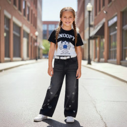 PANTALON JENS NIÑA PALAZO  HUELLITAS