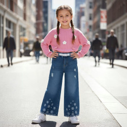 PANTALON JENS NIÑA FLORES B HUELLITAS