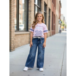 PANTALON JENS NIÑA CARGO FLOR HUELLITAS