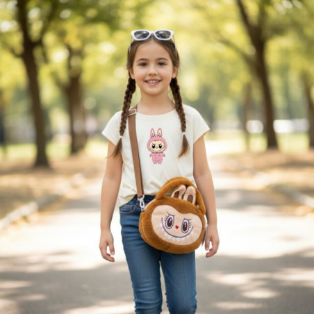 CARTERA DOBLE ASA NIÑA PELUCHE LABUBU